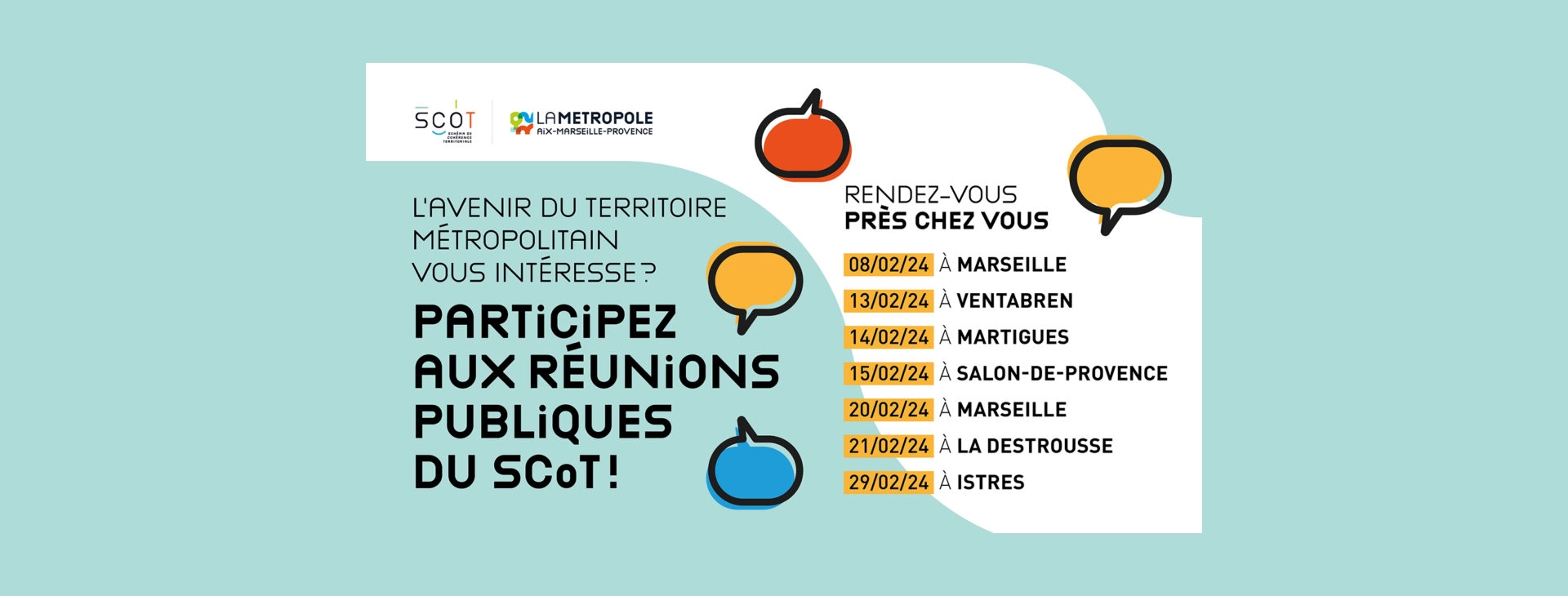Dernière étape de l&rsquo;élaboration du SCoT Métropolitain : 7 réunions publiques organisées sur le Territoire !